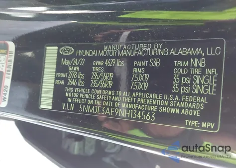 2022 Hyundai Tucson Limited z USA, uszkodzony, nr VIN 5NMJE3AE9NH134563